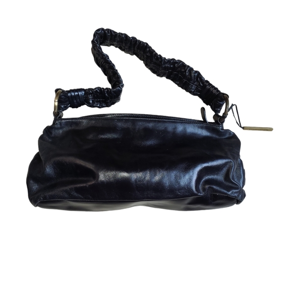 Elliott Lucca Black Leather Evening Purse, Black Leather Shoulder Bag - Picture 2 of 4